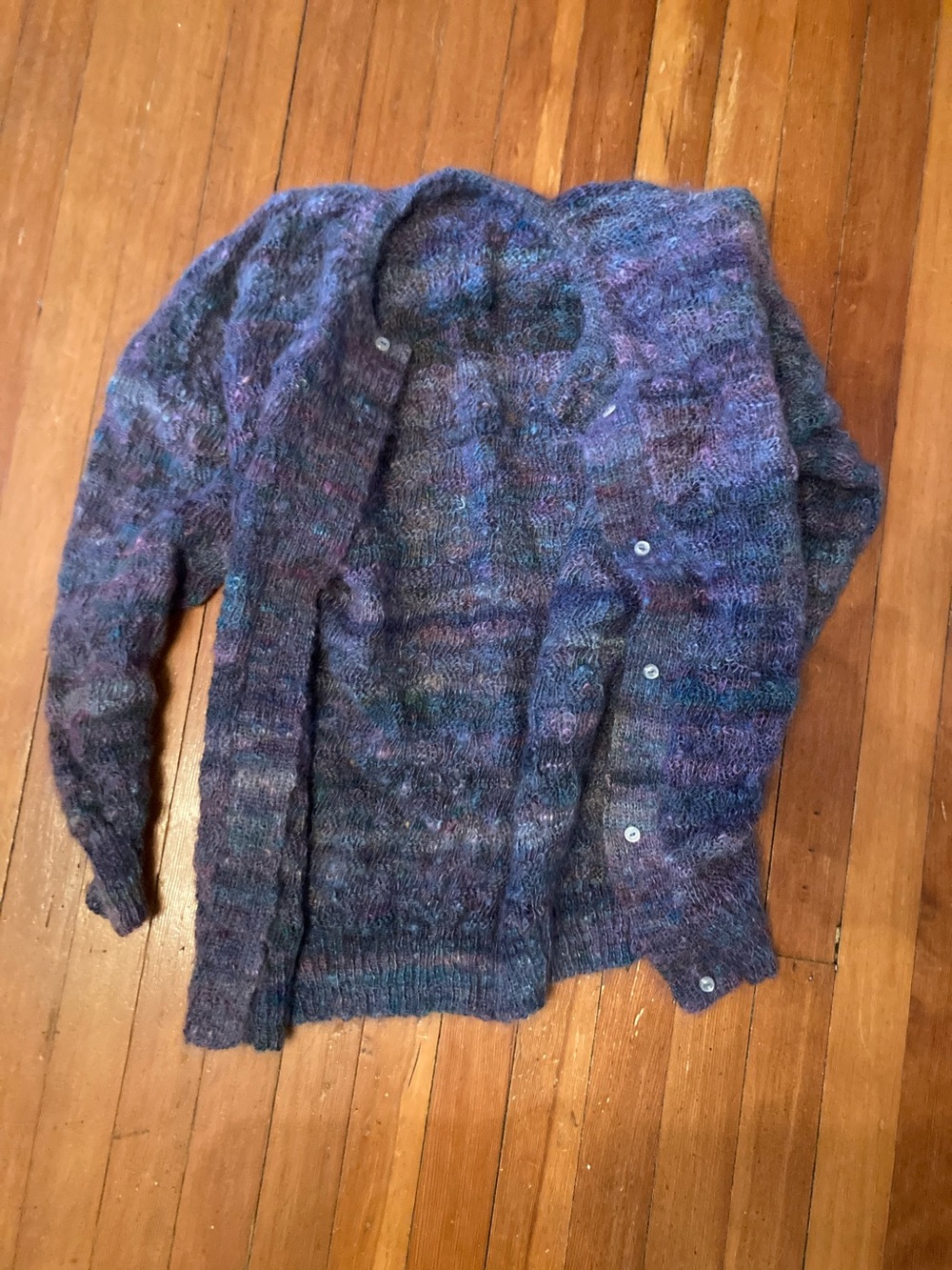Wool mohair blend hand knit vintage sweater cardigan